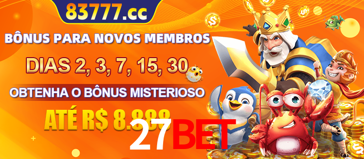 Anúncio dos benefícios para Membro VIP Sênior na plataforma 27BET, incluindo bônus promocionais, semanais e mensais, ilustrado com o personagem Fortune Tiger.